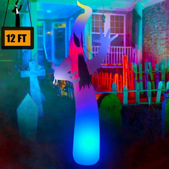 BLOWOUT FUN 12ft Halloween Inflatable Decoration White Ghost LED Blow Up Lighted - Picture 4 of 6
